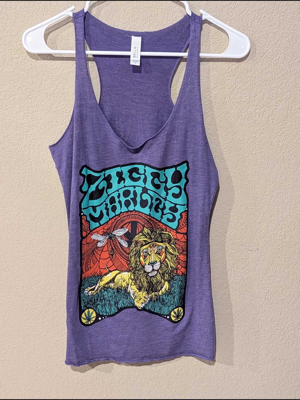 Unique Bella Canvas Purple Graphic Lion Tank Ziggy Marley Marijuana Rastafarian